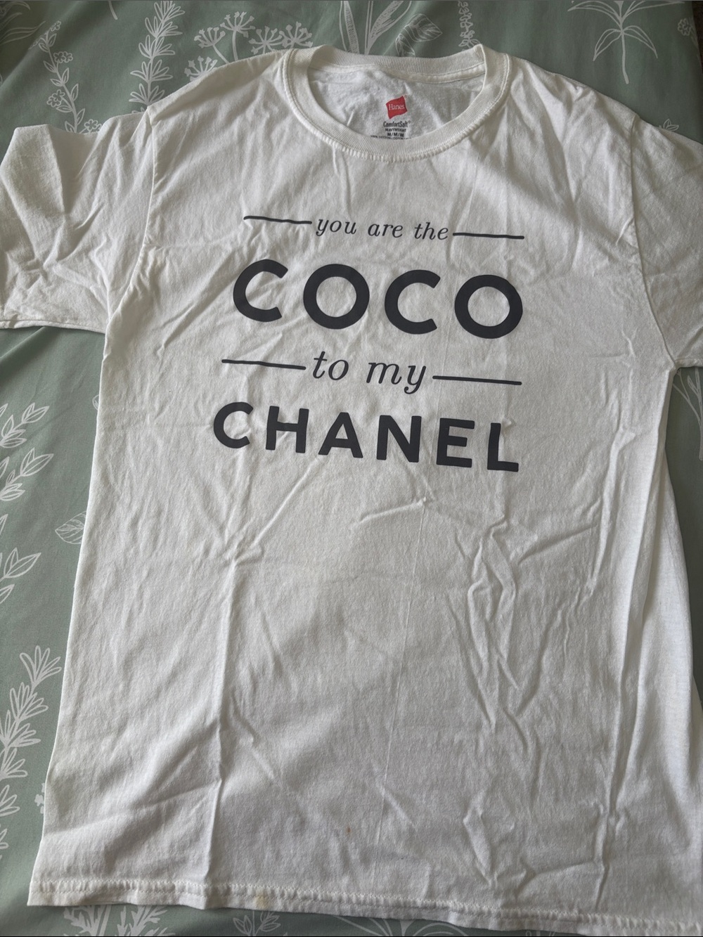 Hanes White Graphic Tee with Black Text